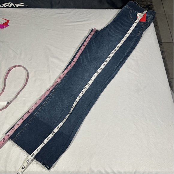 NWT $128 Spanx [ Small ] Cropped‎ Flare Fray Hem Jeans in Blue Medium Wash - Picture 4 of 14